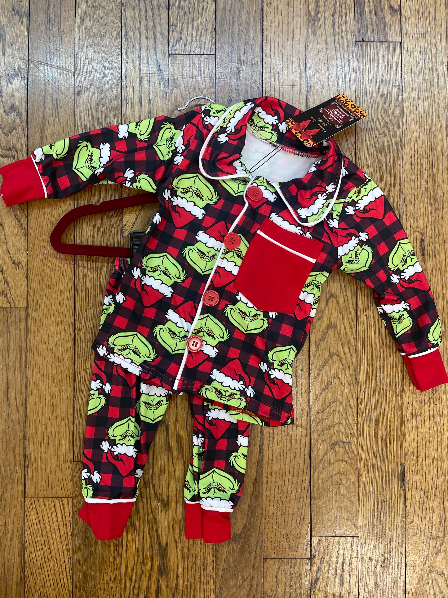 Grinch Buffalo Plaid Pajama Set Christmas