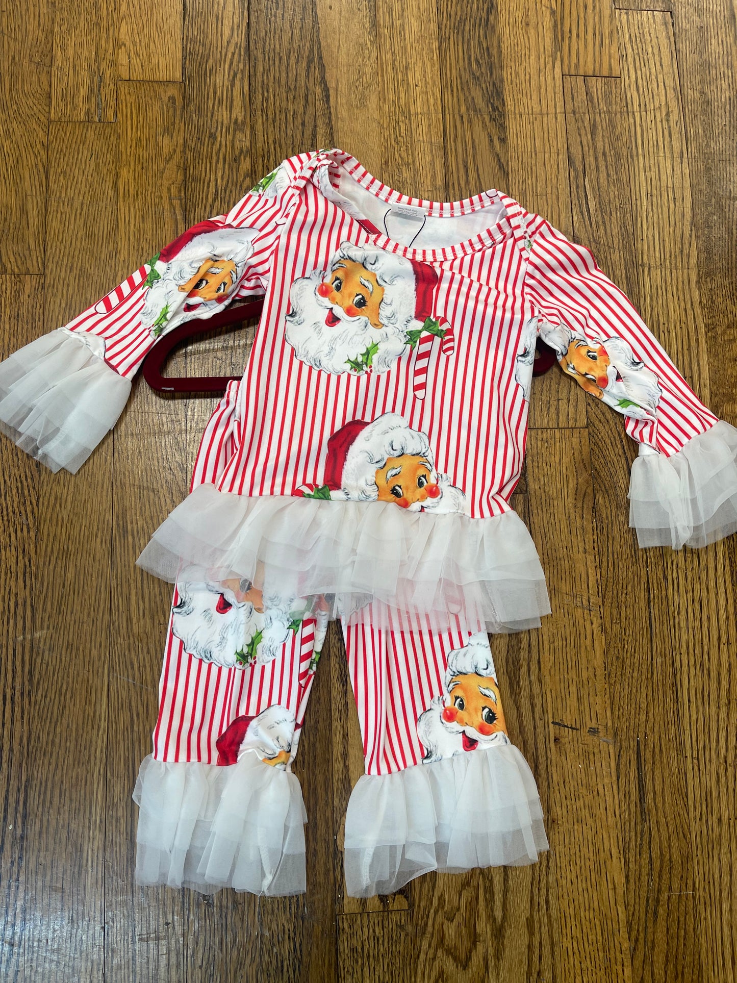 Candy Cain Pin Striped Santa Belles Set Christmas