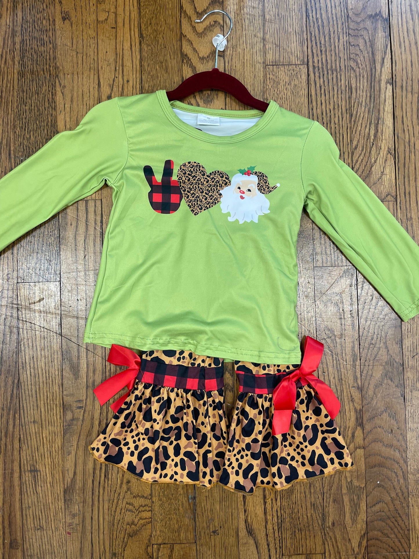 Peace Love and Santa Cheetah Print Belles Set Christmas