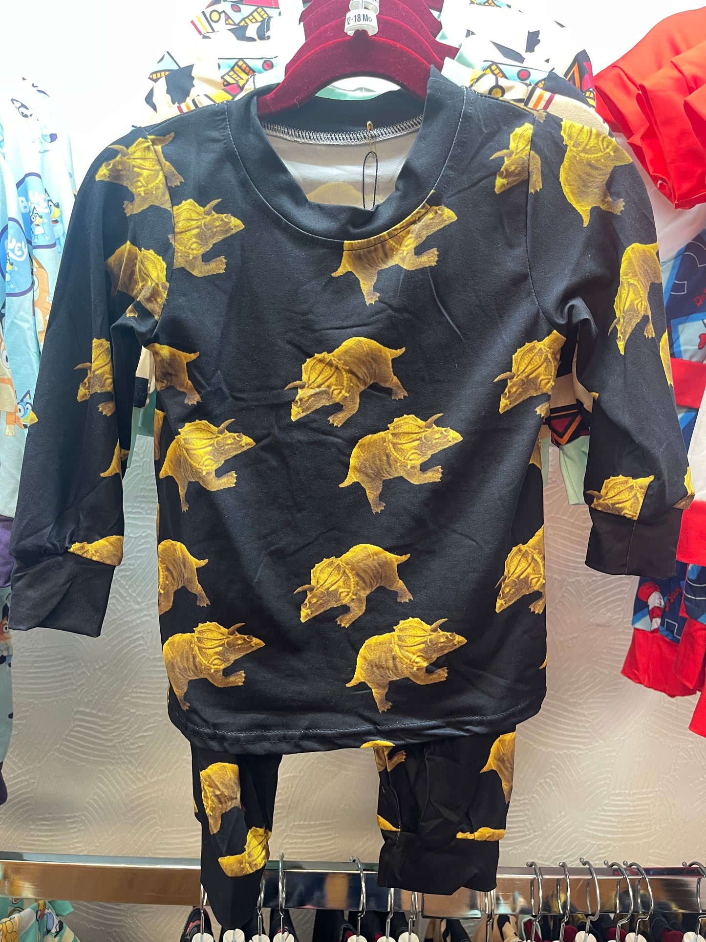 Black & Yellow Triceratops Dinosaur PJs