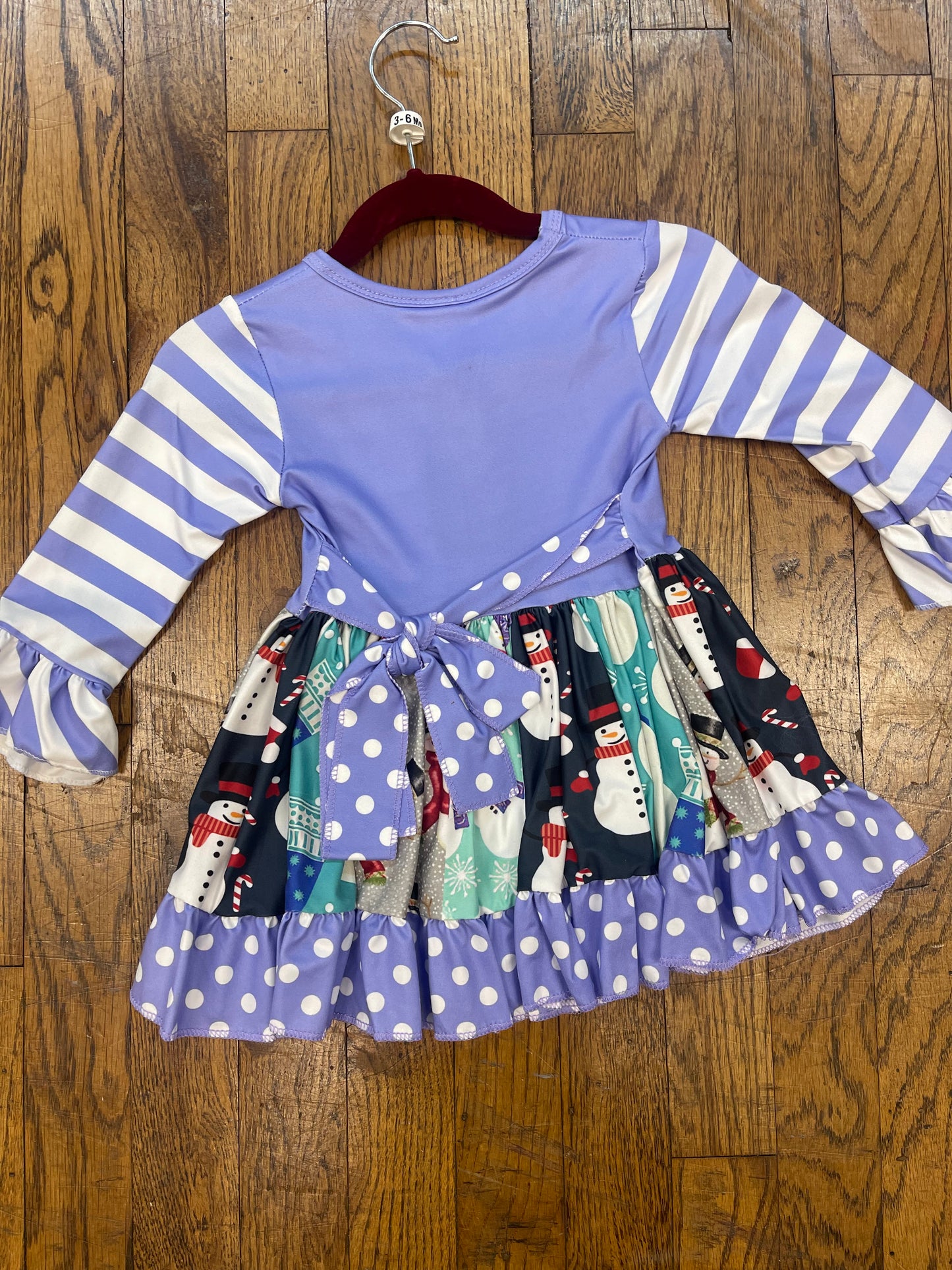 Purple Snowman Christmas Twirl Dress