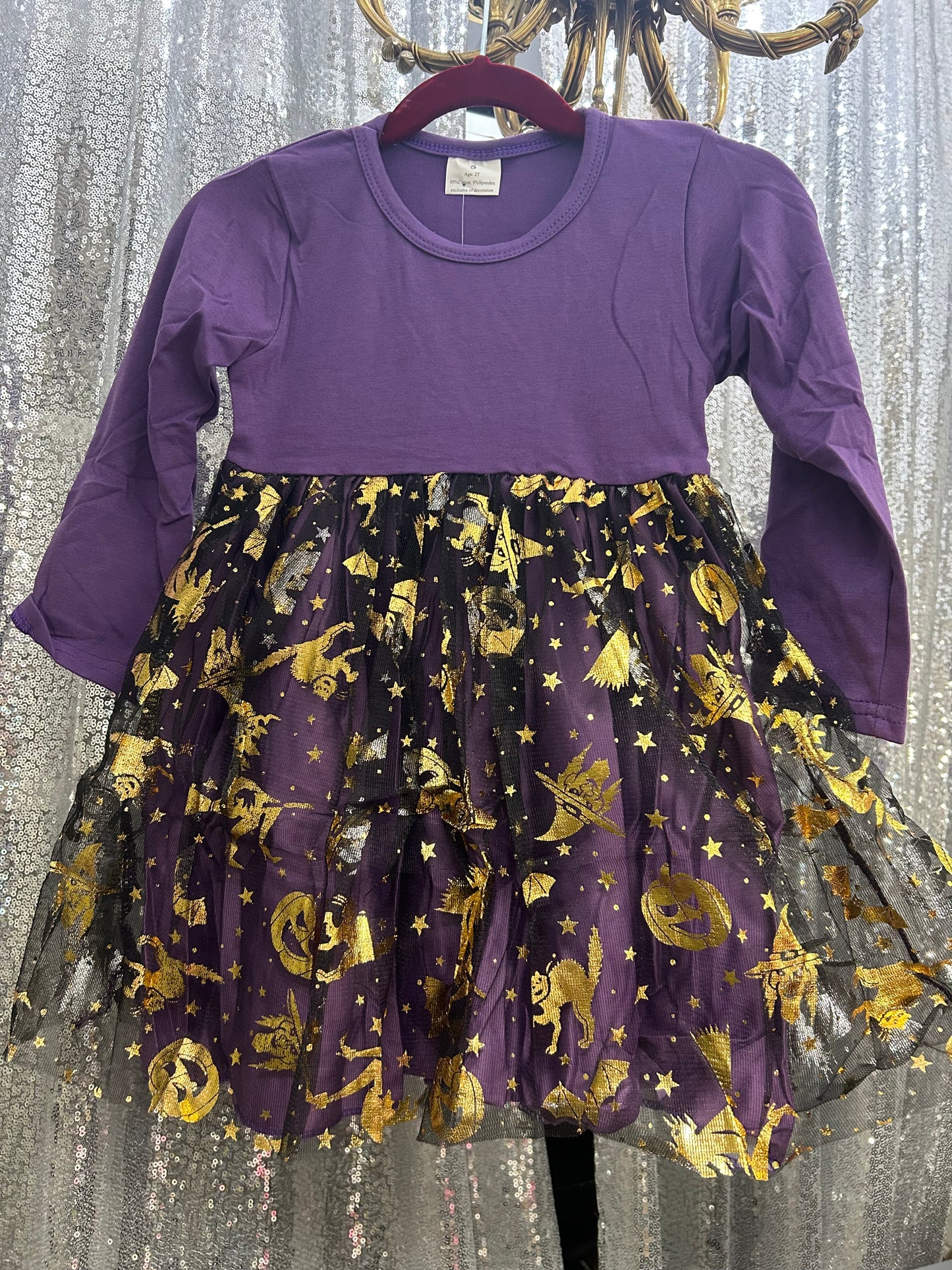 Purple Long Sleeve Halloween Dress