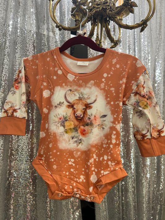 Long Sleeve Floral Longhorn Onesie