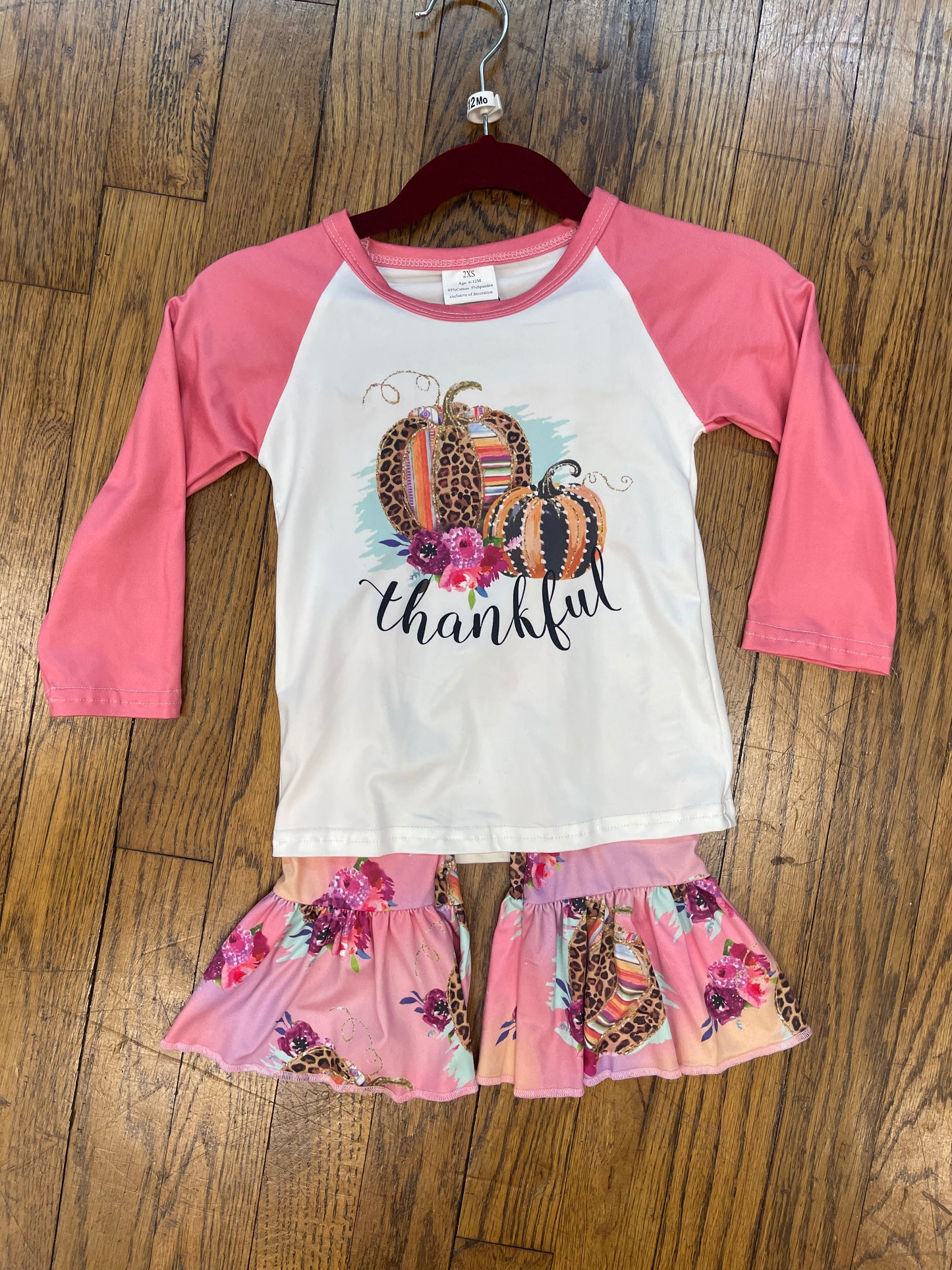 Long Sleeve Raglan “Thankful” Pumpkin Belles Set