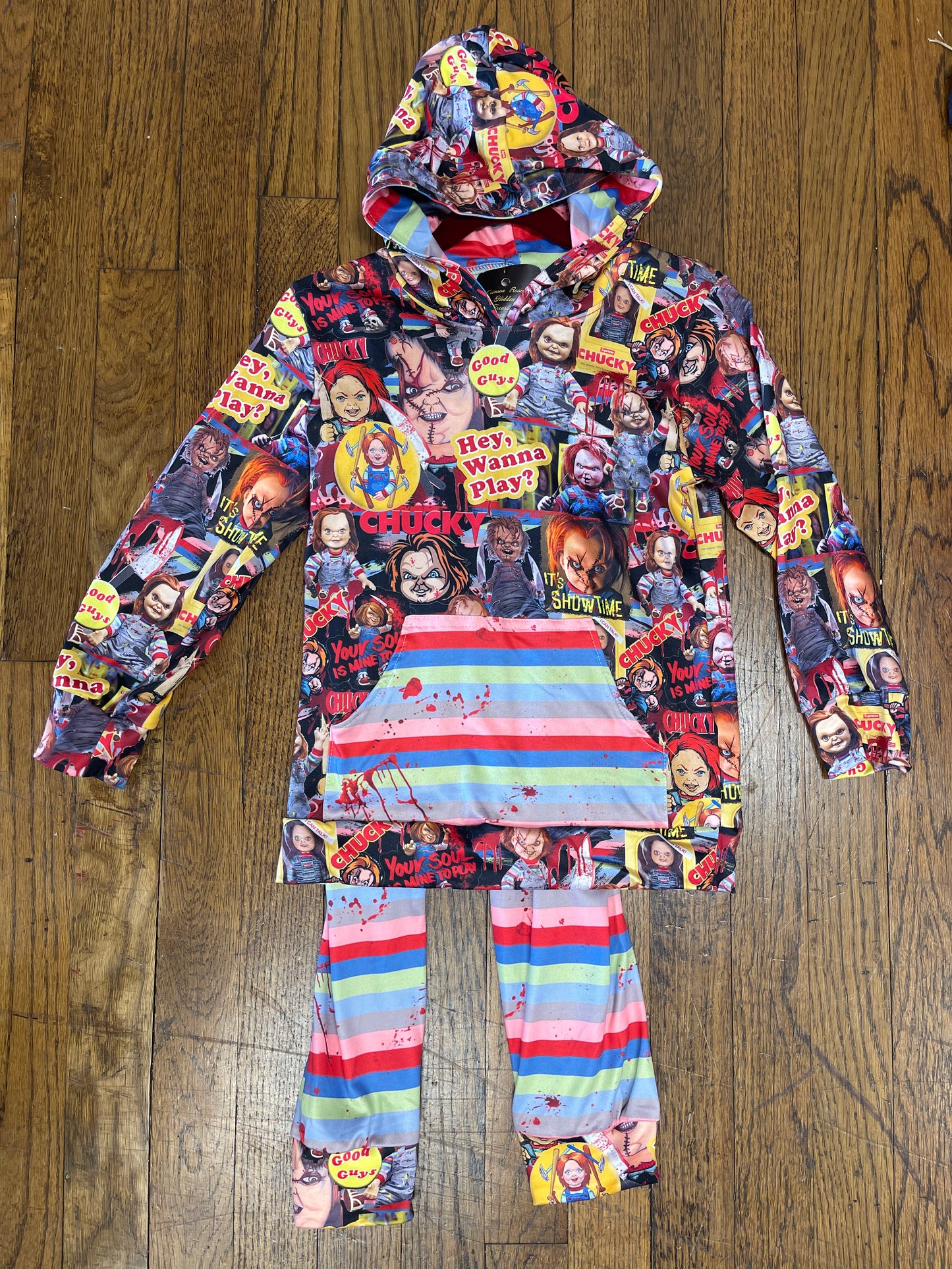 Chucky Themed Long Sleeve Hooded Pants Set