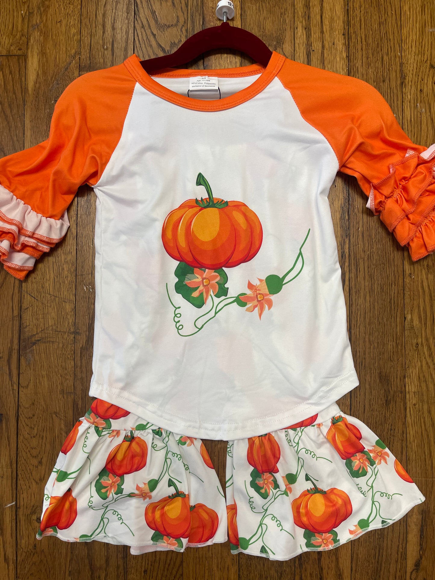 Long Sleeve Raglan Orange Pumpkin Belles Set