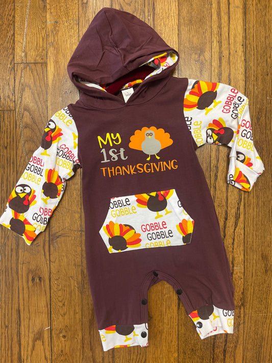 Long Sleeve Raglan “My First Thanksgiving” Romper/Onesie