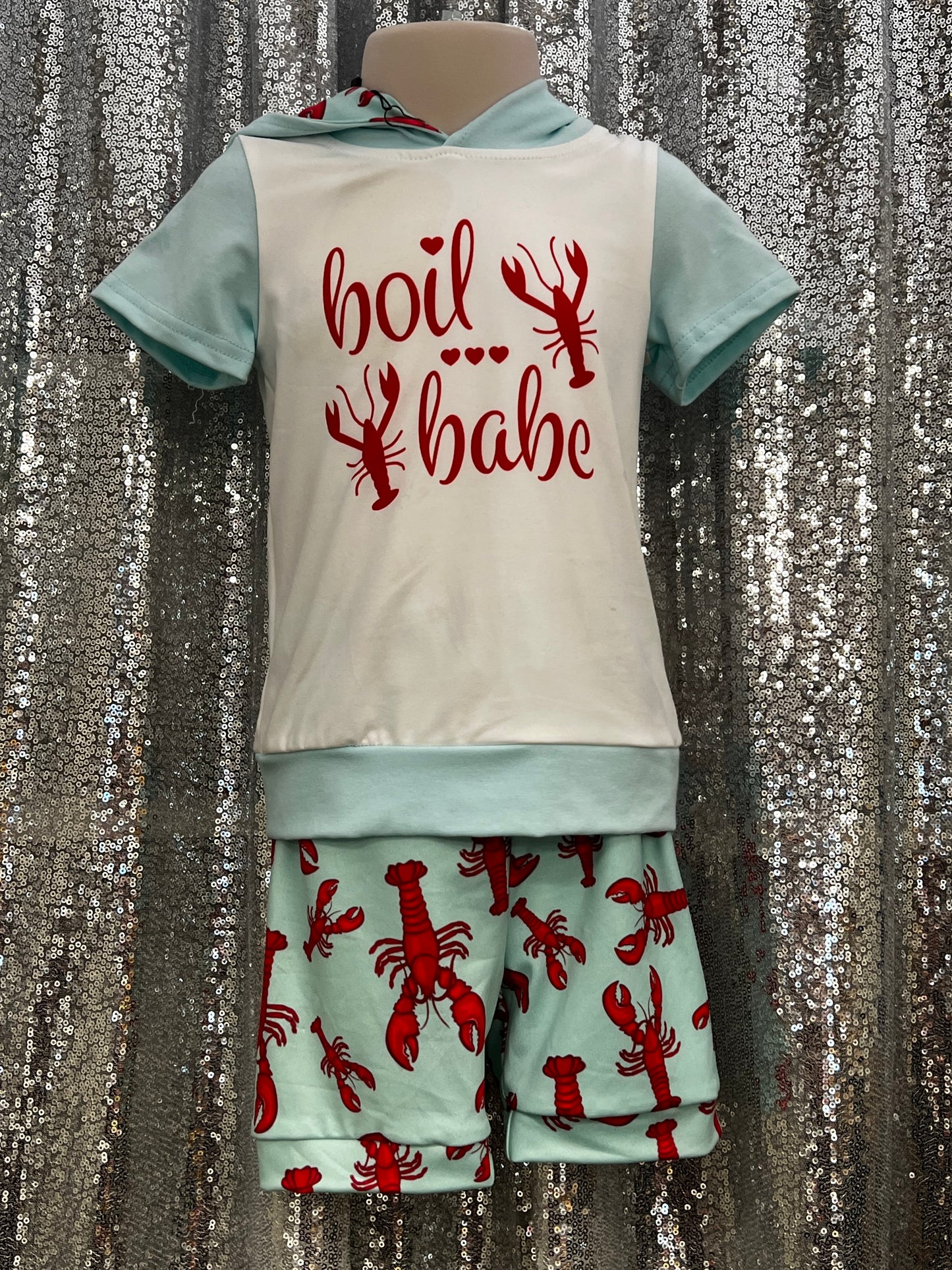 Boil Babe Crawfish Hooded Shorts Set