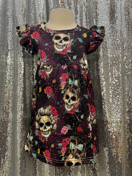 Skull Dress with Flutter Sleeves