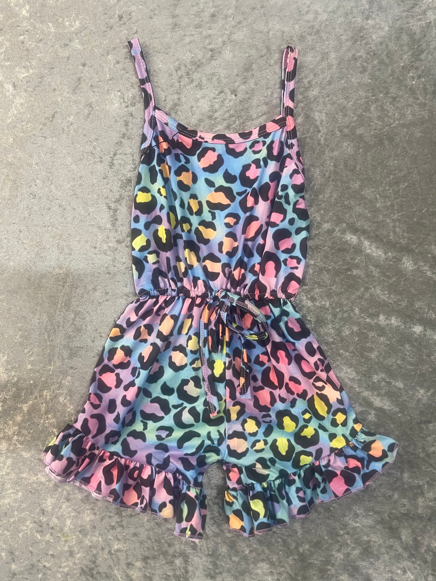 Purple and Blue Water Color Cheetah Print Romper