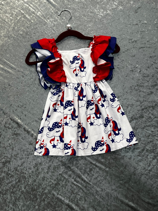 Red, White and Blue Unicorn Dress