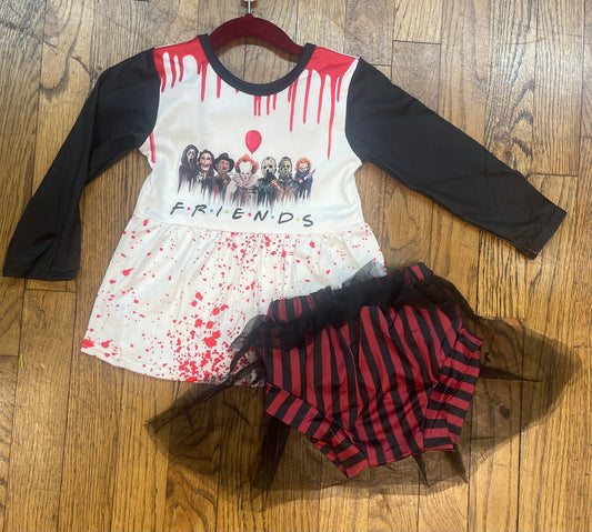 Friends Halloween Long Sleeve Dress and Bummie Set