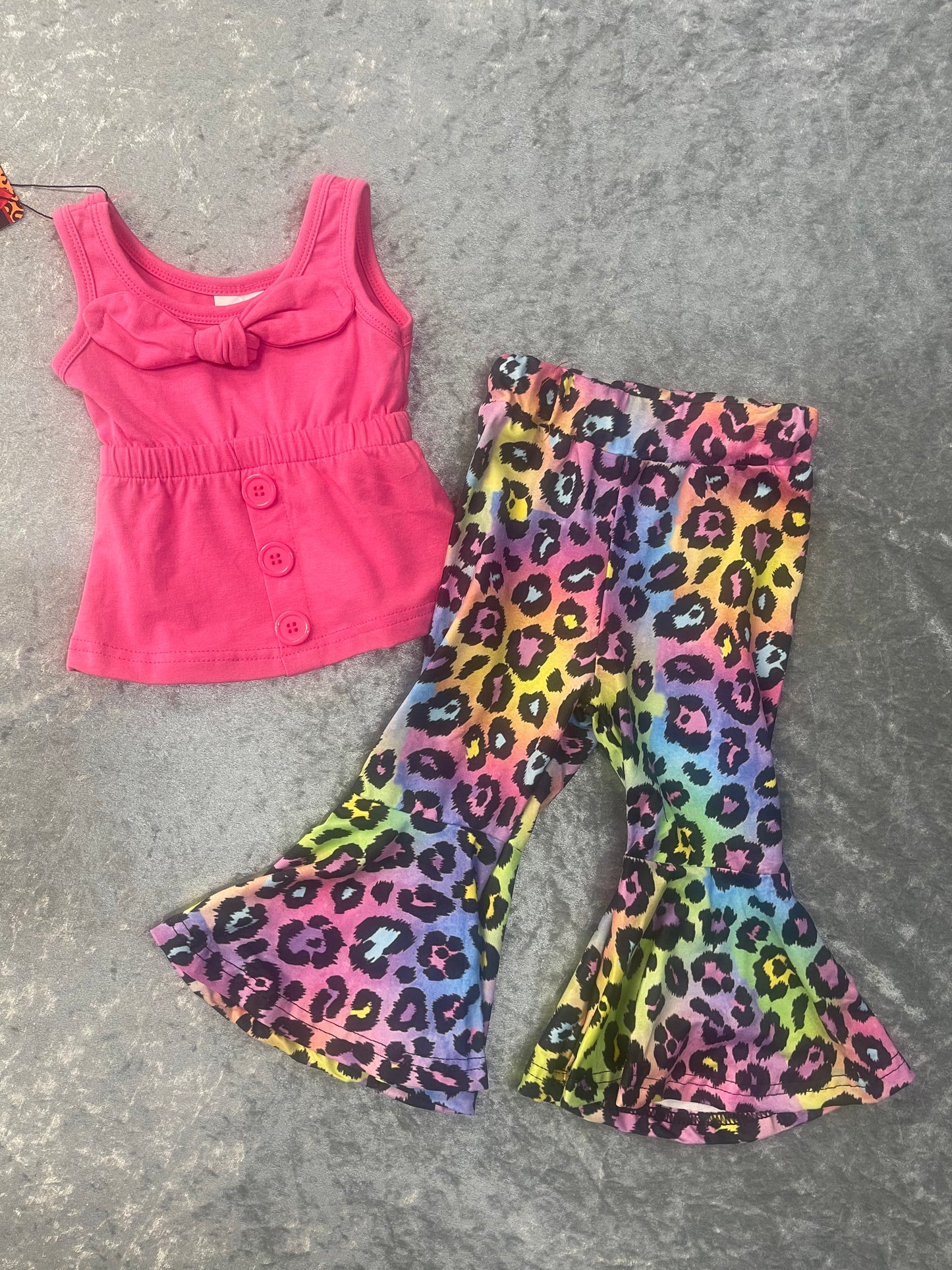 Pink Tank Top w/ Rainbow Cheetah Print Belles