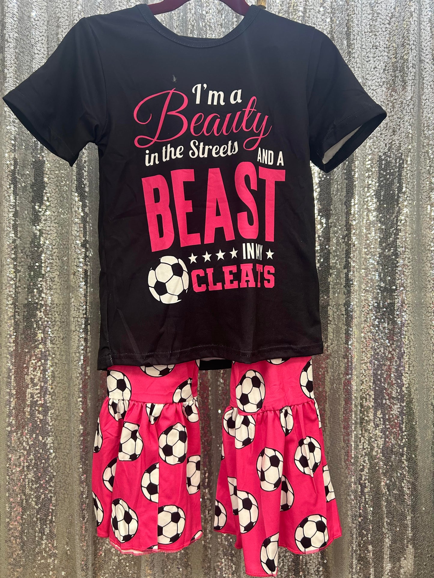 Short-sleeve Black & Pink Soccer Outfit