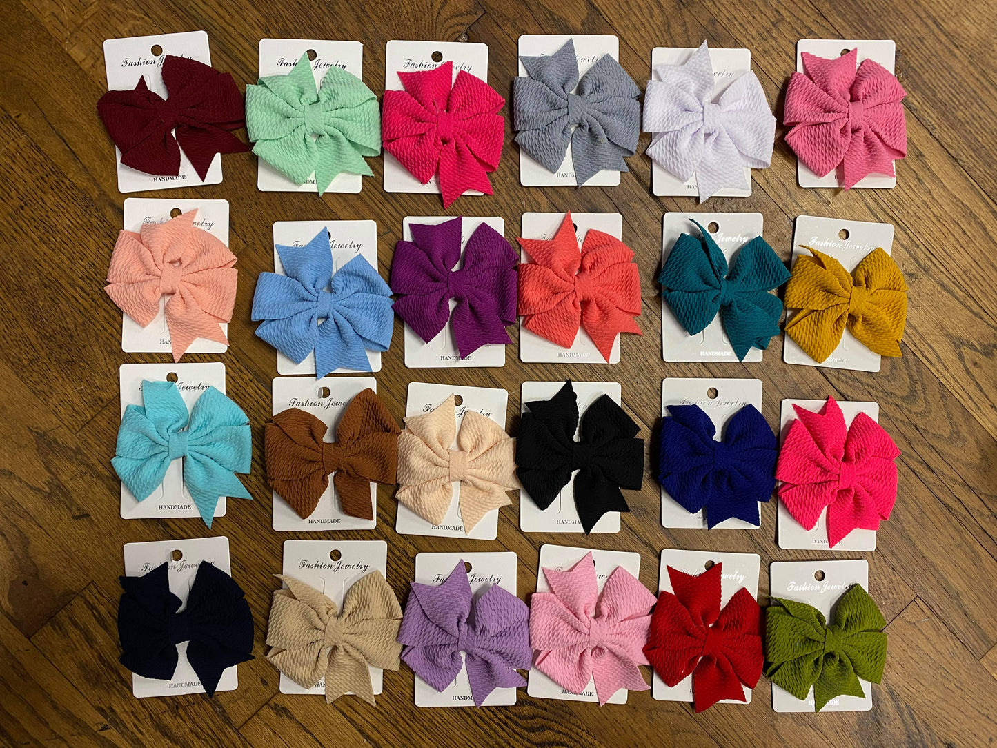 Fancy Waffle Fabric Double Loop Bow