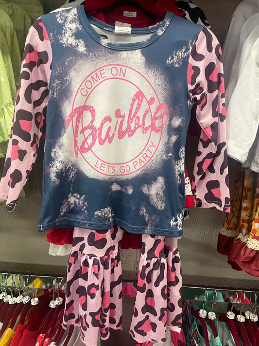 Long Sleeve Raglan 'Barbie' Pink Leopard Print Belles