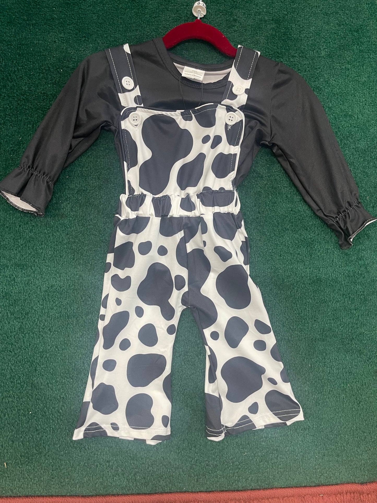 Black & White Cow Print Overalls