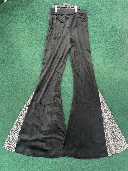 Black Felt Adult Bellbottoms w/ Leopard Sequins