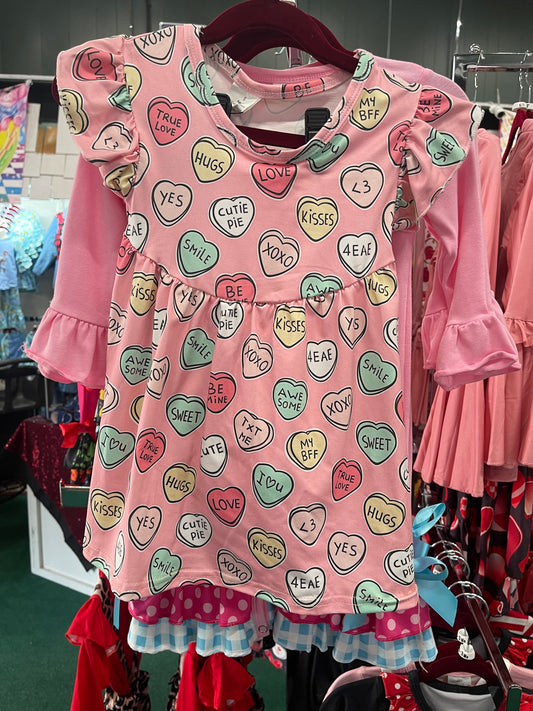 Pink Candy Hearts Dress w/Shorts