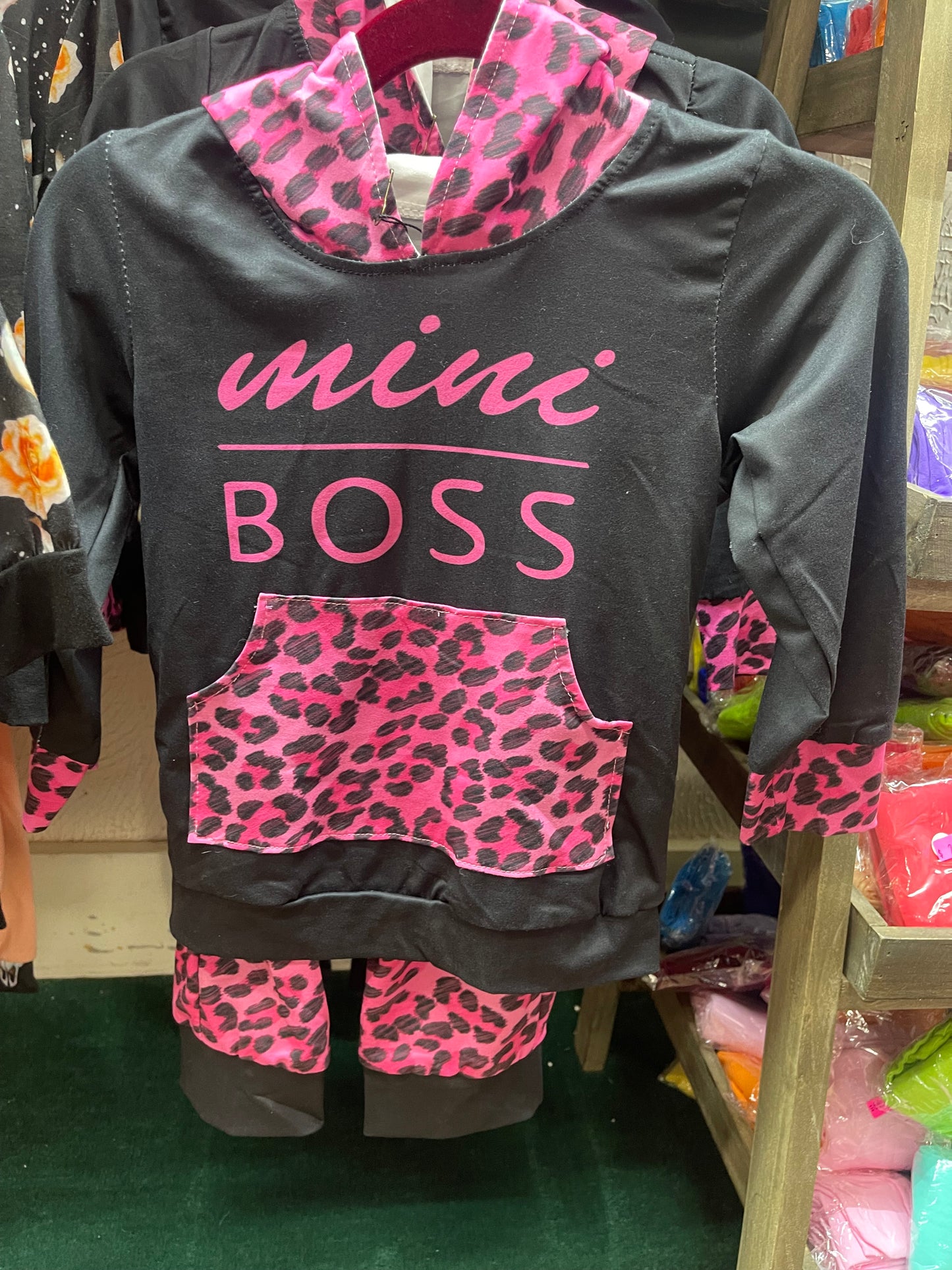 Pink Leopard "Mini Boss" Hooded Pant Set