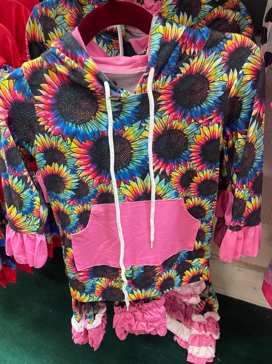 Rainbow Sunflower Hooded Pant set