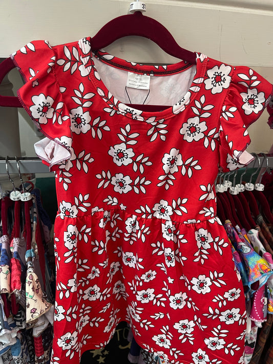 Red & White Floral Dress