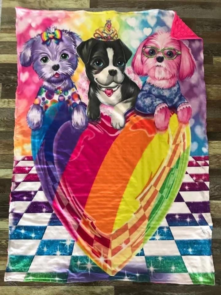 Lisa Frank Puppy Minky Blanket