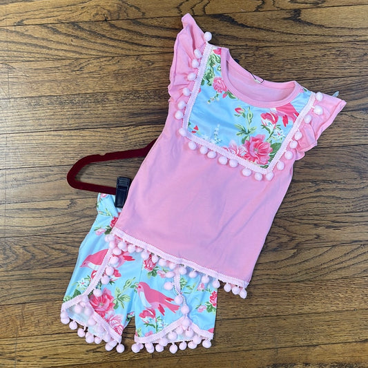 Pink Floral Shorts Set