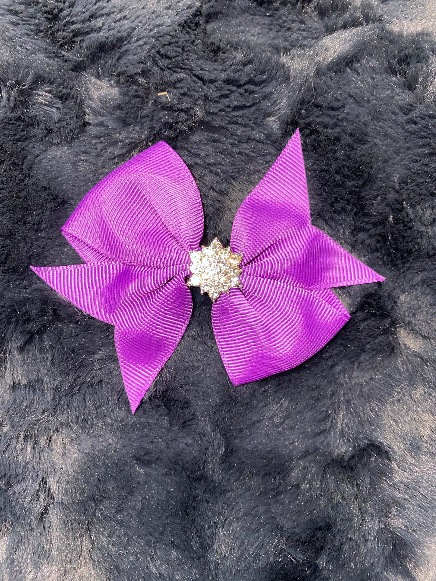 Fancy Grosgrain bow with Rhinestone accent