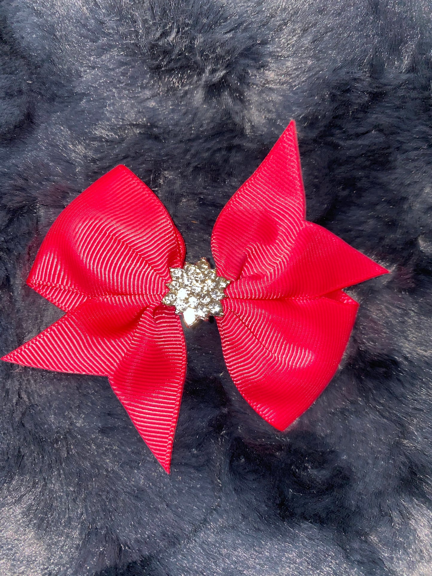 Fancy Grosgrain bow with Rhinestone accent