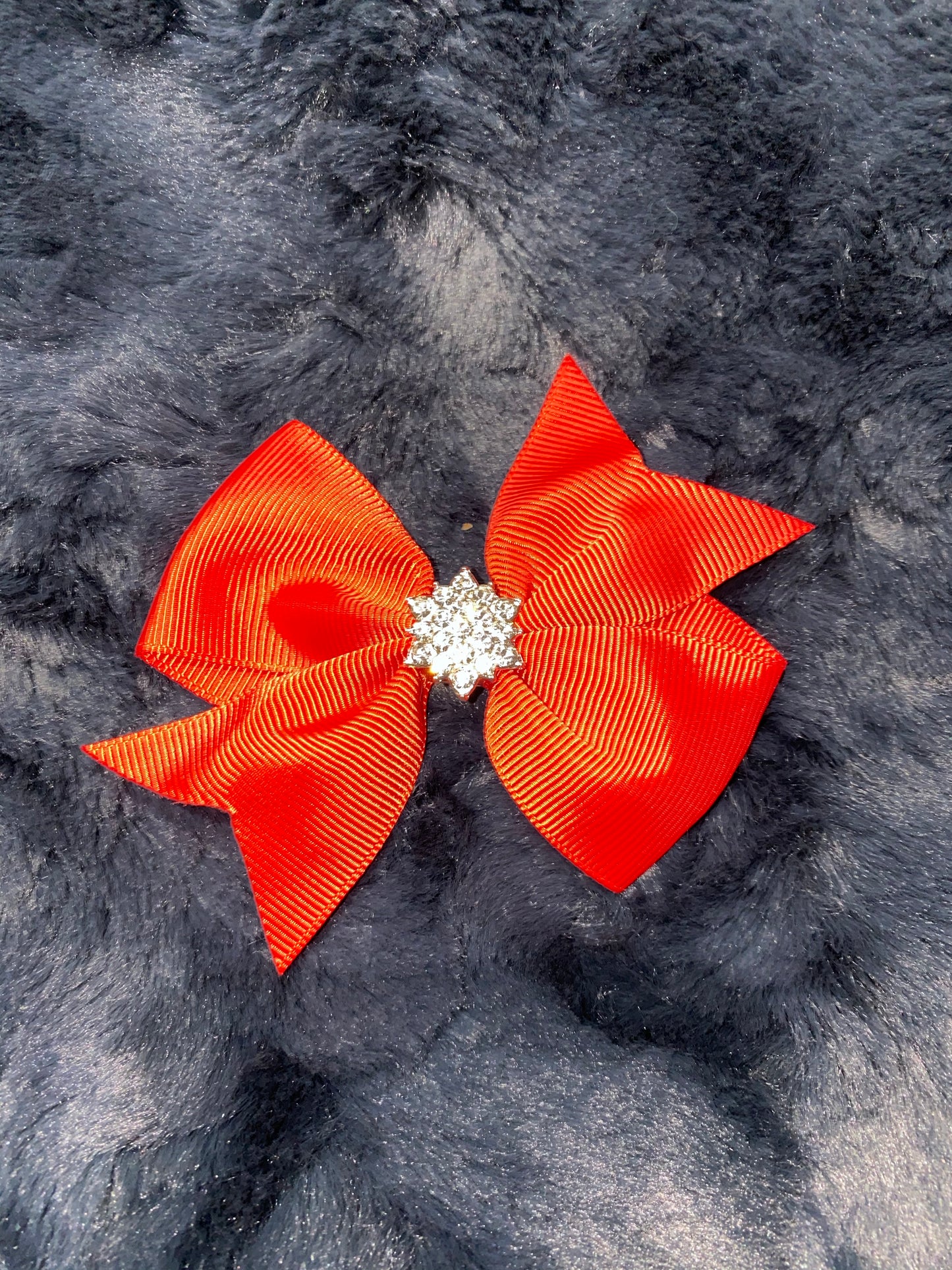 Fancy Grosgrain bow with Rhinestone accent