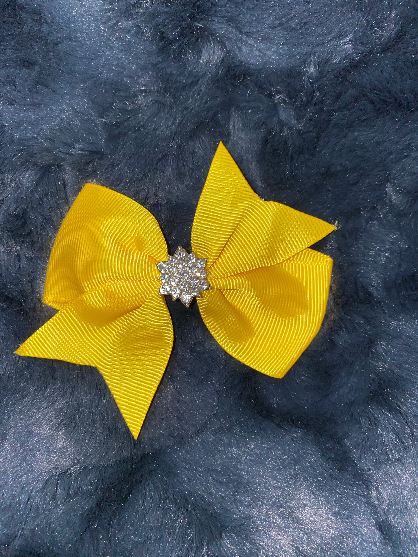 Fancy Grosgrain bow with Rhinestone accent