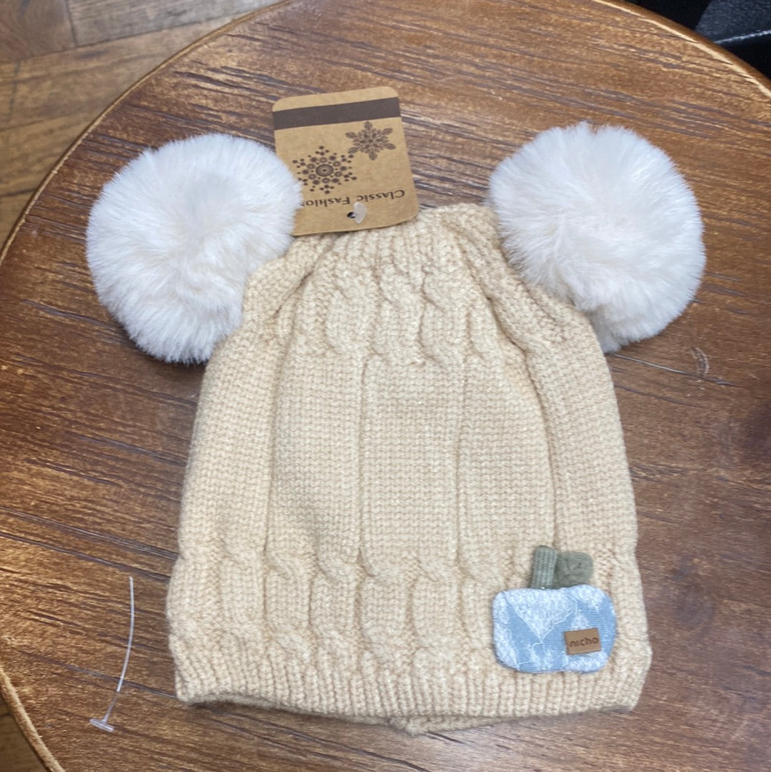 Girls Fur Lined Pom Pom Beanie