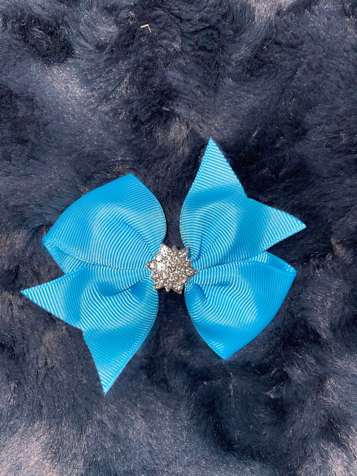 Fancy Grosgrain bow with Rhinestone accent