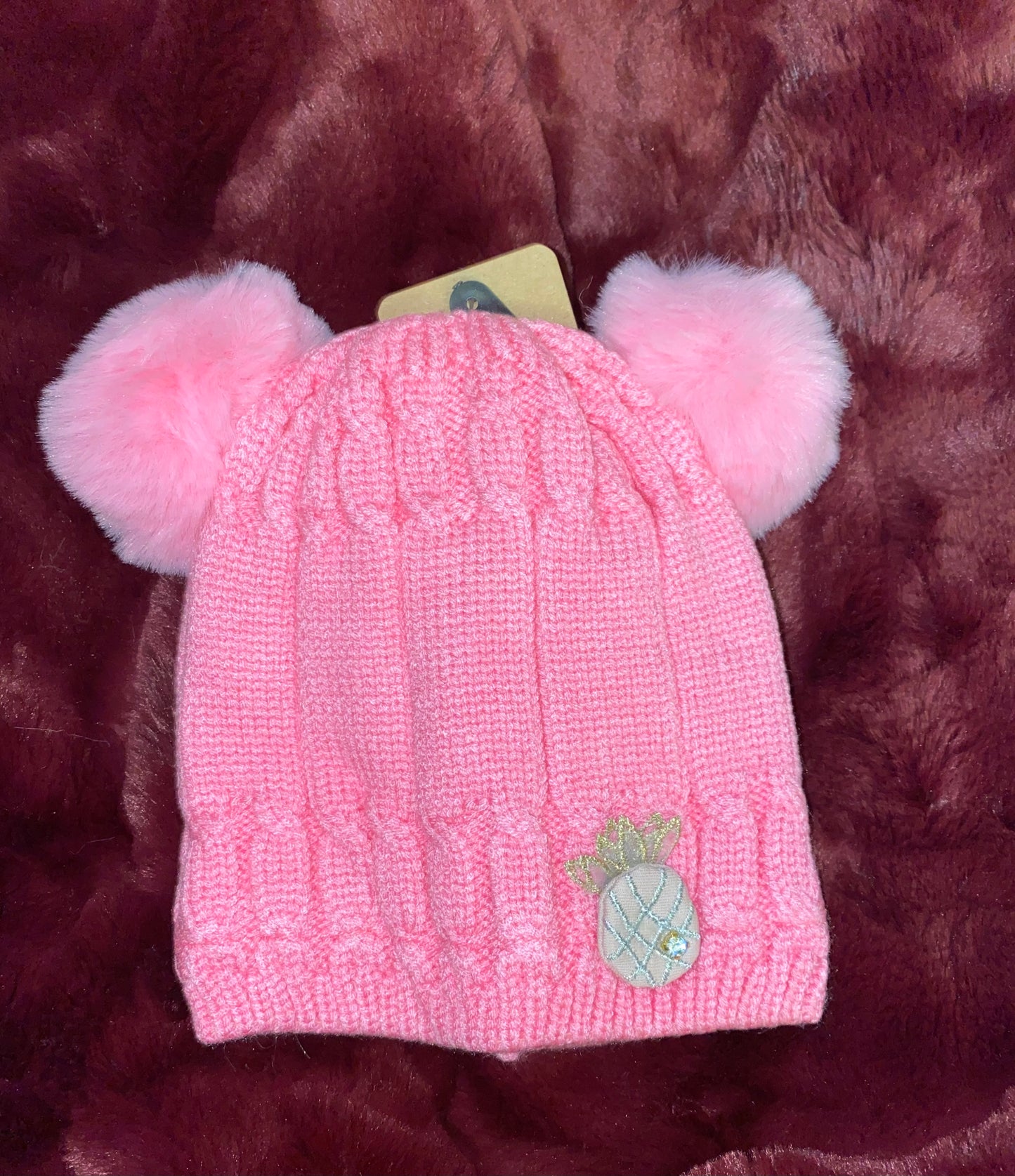 Girls Fur Lined Pom Pom Beanie