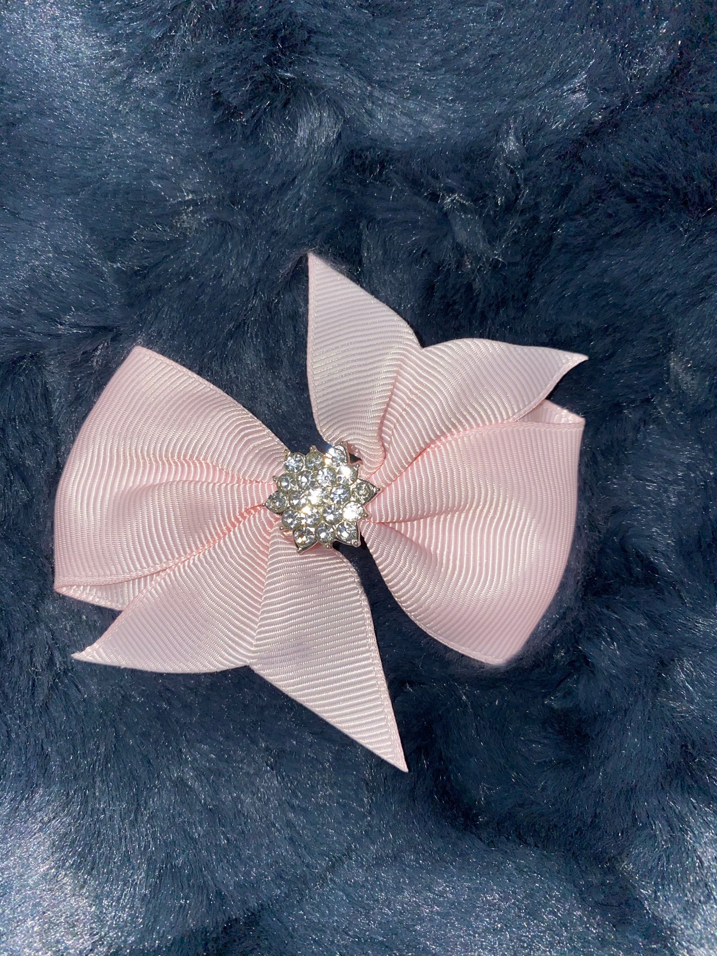 Fancy Grosgrain bow with Rhinestone accent