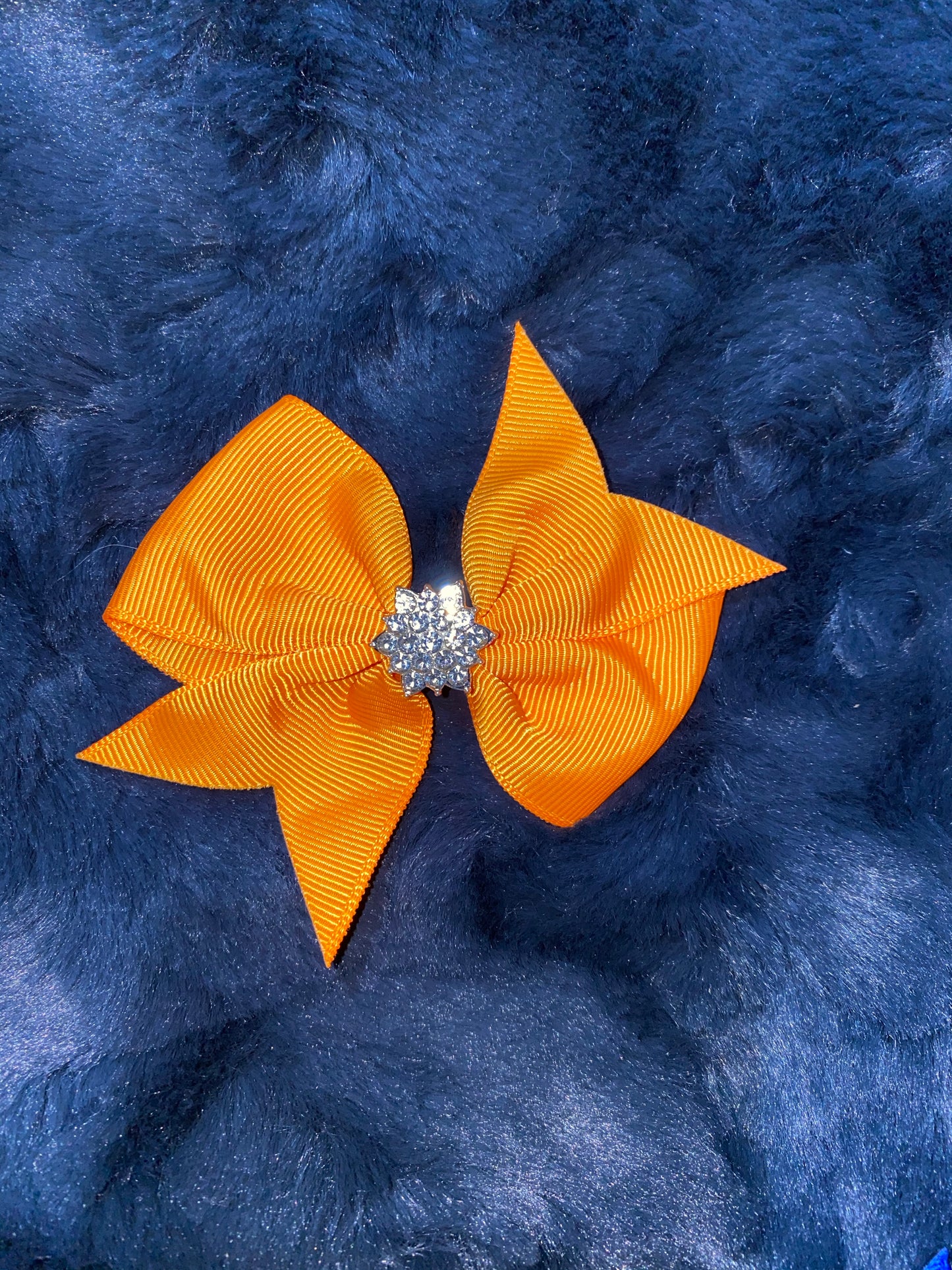 Fancy Grosgrain bow with Rhinestone accent