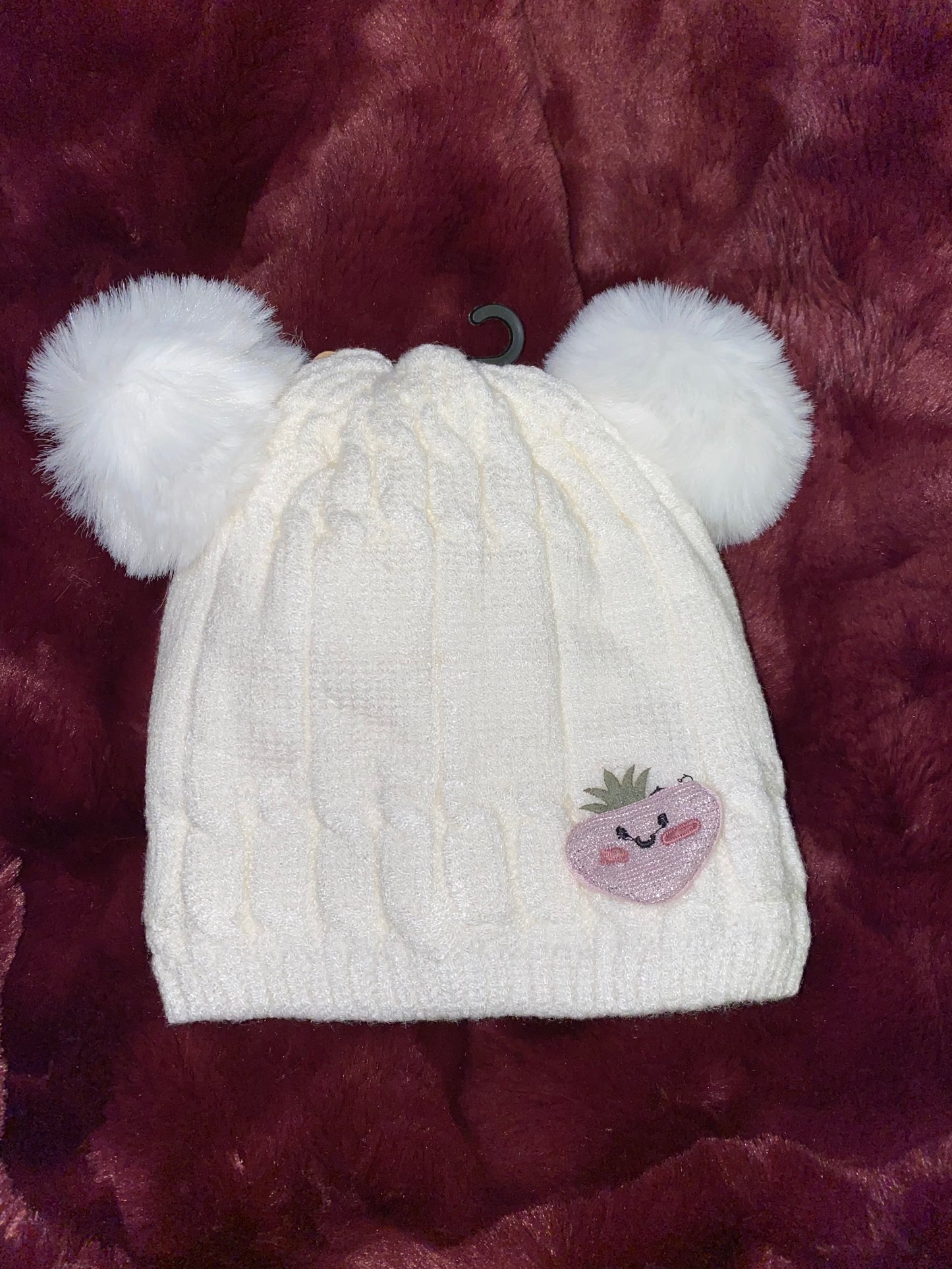 Girls Fur Lined Pom Pom Beanie