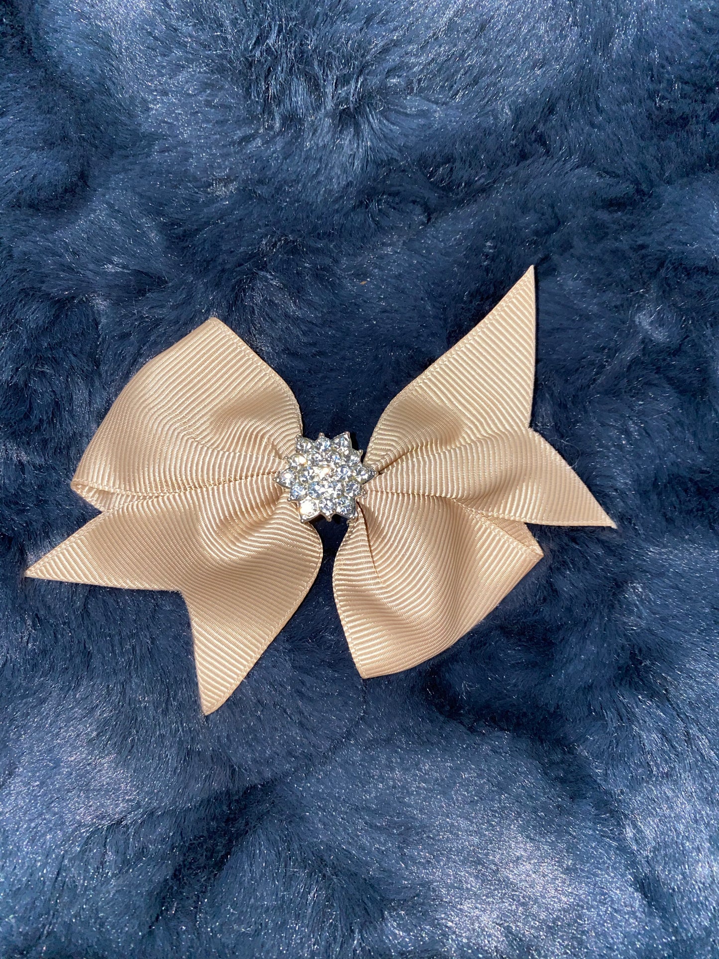 Fancy Grosgrain bow with Rhinestone accent