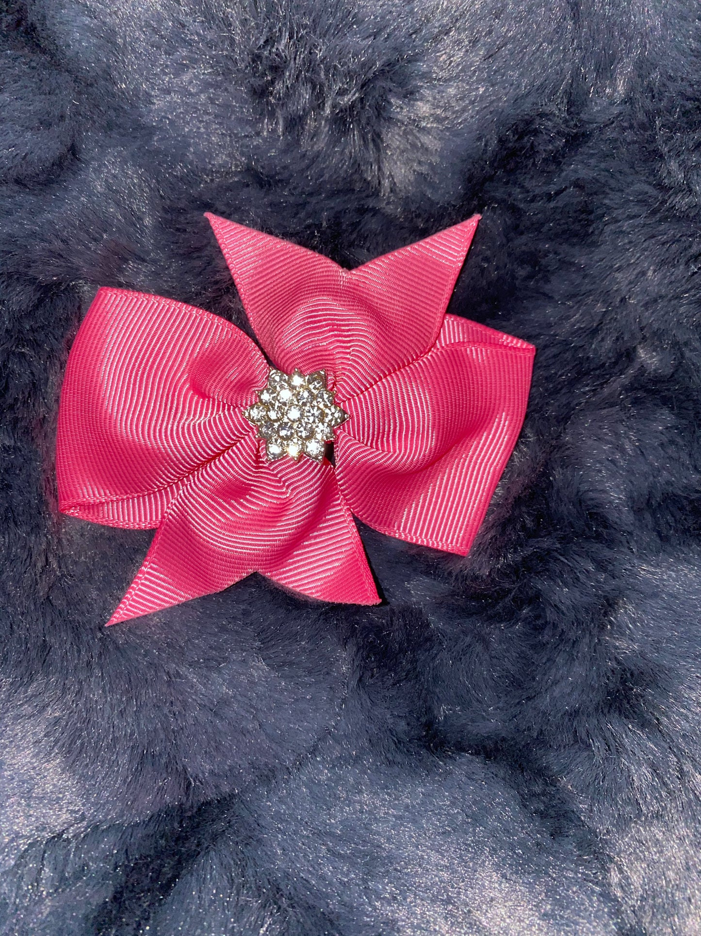 Fancy Grosgrain bow with Rhinestone accent